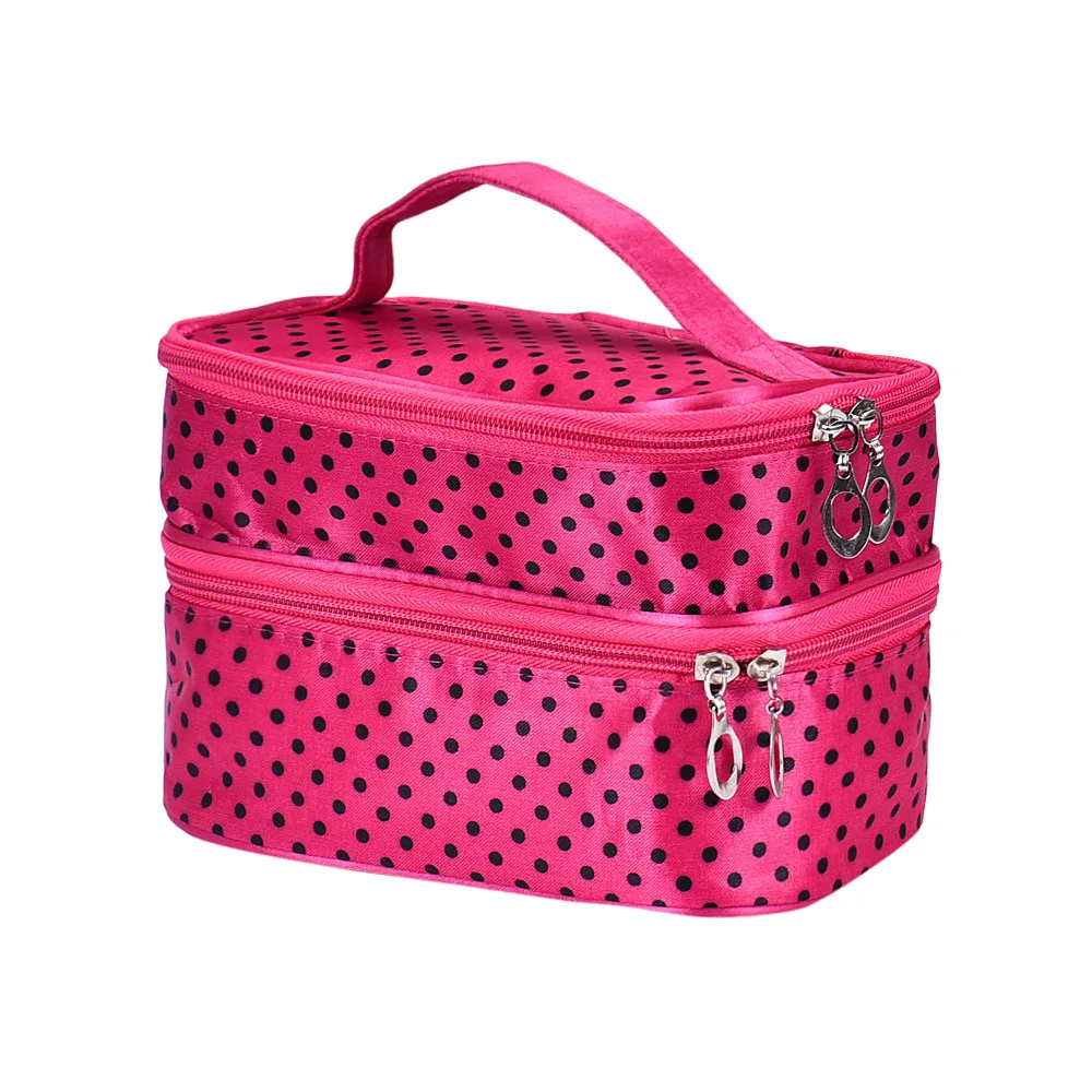 Hot Pink Органайзер для макияжа для женщин, портативный косметический Органайзер, чехол для макияжа, чехол на молнии, коробка для хранения, дорожный набор, вместительный чехол для мытья - Цвет: Hot Pink
