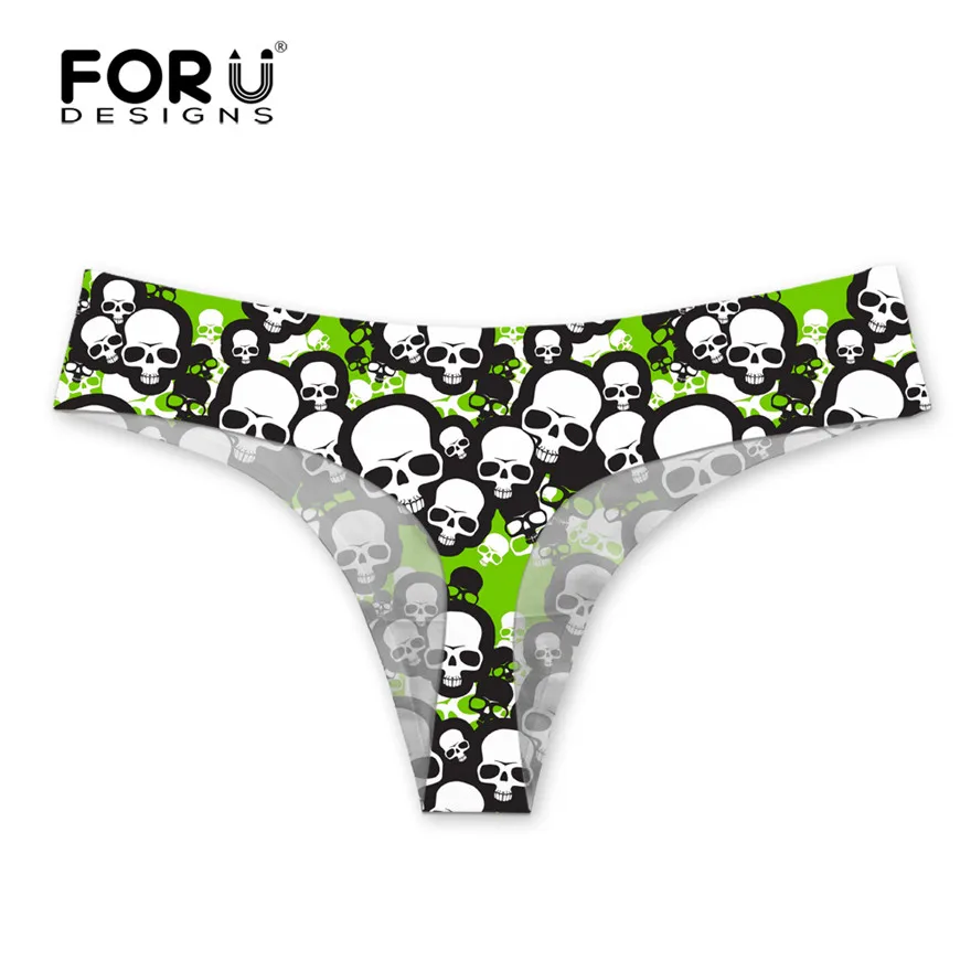 CA4776AY FORUDESIGNS, панк, 3D, для невесты, с принтом черепа, для девушек, женские g-стринги, сексуальные, стринги размера плюс, дышащее белье, бесшовные трусы для подростков - Цвет: CA4776AY