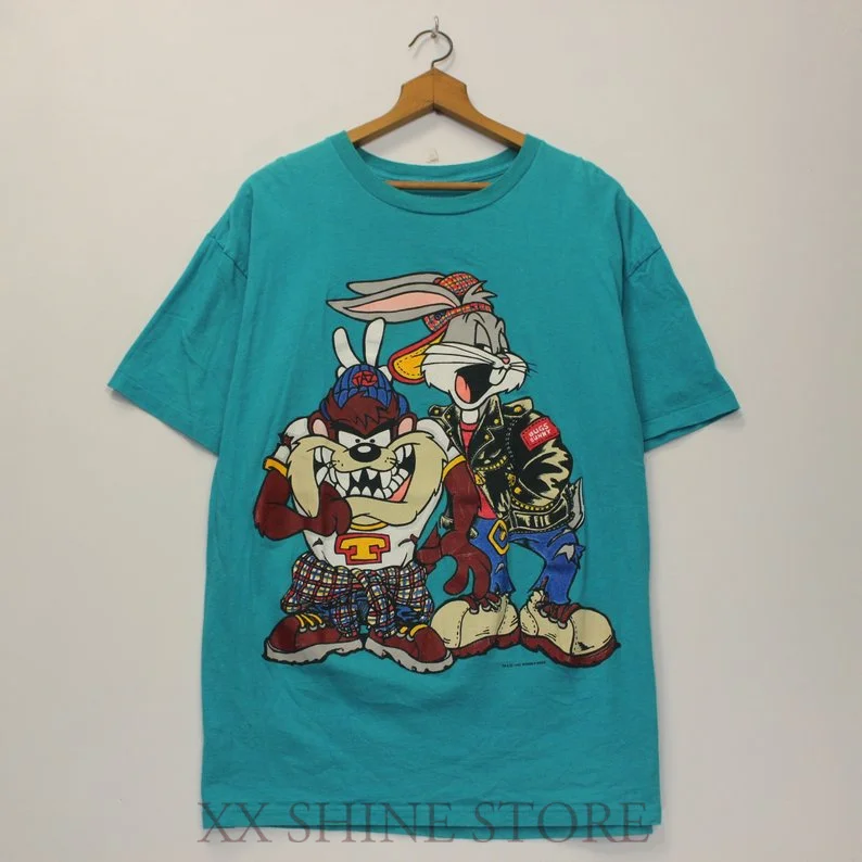 Винтажная Футболка 1993 Looney Tunes Taz Bugs Bunny размер XL 100% хлопок мужская и женская