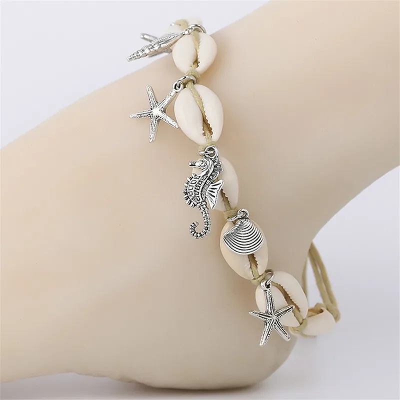 

Bohemian Starfish Conch Manually Adjustable Color Bracelet Anklet Fashion Street Shoot Sexy Beach Catwalk Foot Jewelry For Women