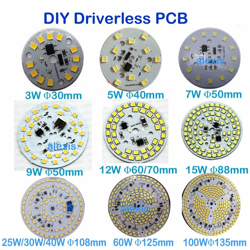 3w 5w 7w 9w 12w 15w 25w 30w 40w 50w 100w Driverless Led PCB led high bay Dimmable SMD 2835 5730 Integrated Driver PCB Bulb Panel