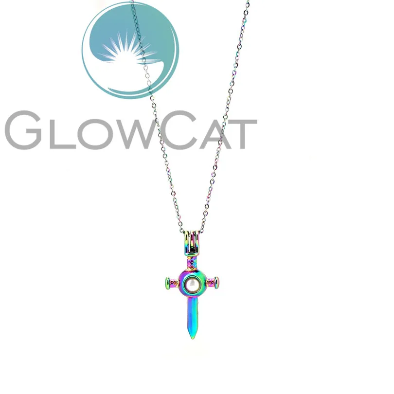C544 Радужная клетка с бусинами в виде меча диффузор эфирного масла жемчужная для