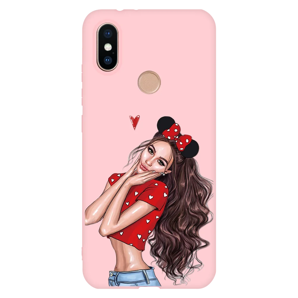 Коричневые волосы ребенка для мам и дочек, для Xiaomi Redmi Mi 8 9 6X A1 A2 Lite 4A 4X5 5A 6 6A плюс S2 Y2 Note 3 4X5 6 7 Pro Чехол розовый чехол из ТПУ