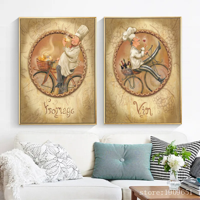 Без рамки современный мультфильм happy chef холст печать картина маслом напечатанная