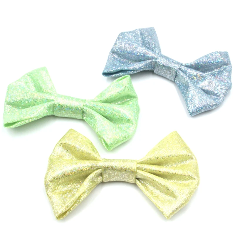 10 шт./лот 4 ''Блестящий металлический спутанный бант для волос без/с зажимом