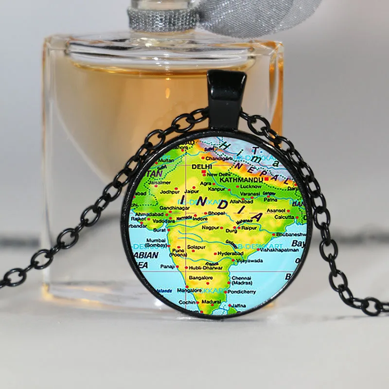 Подвеска из индийского стекла. Ожерелье с индийской картой Индии ювелирные