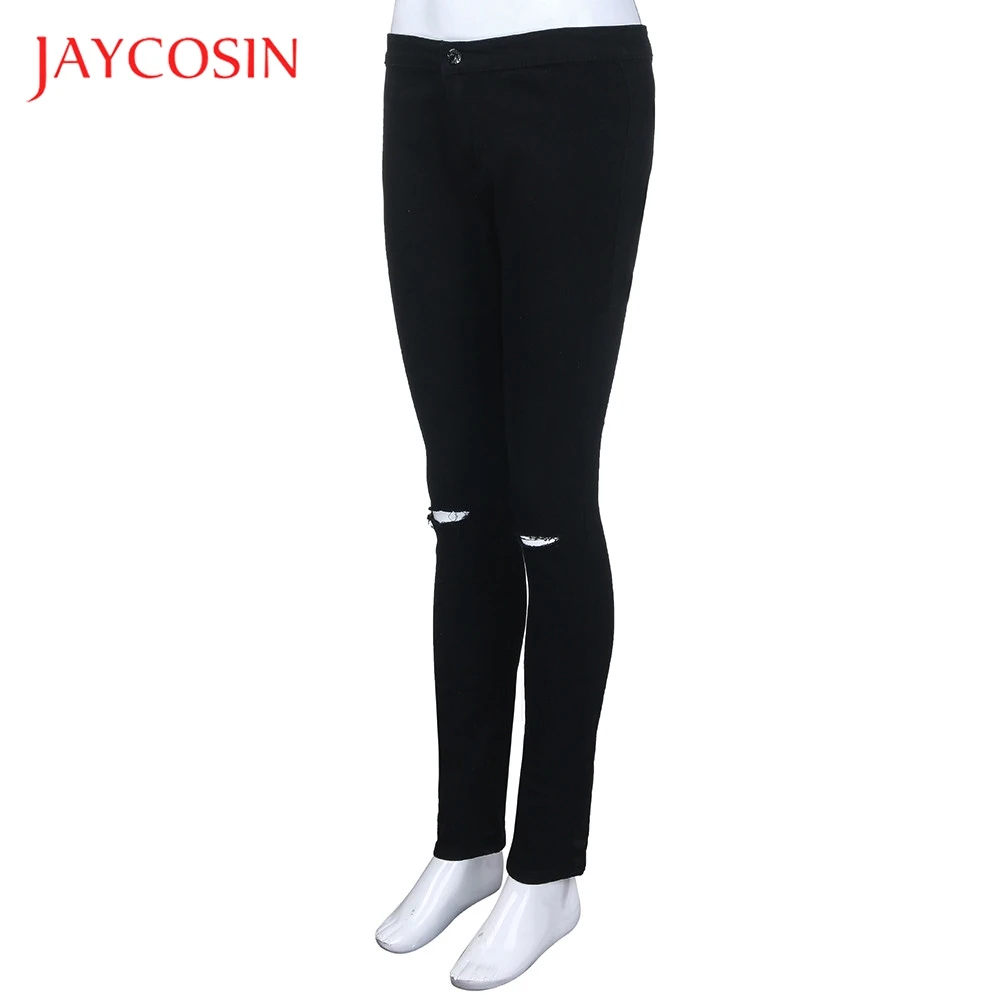 JAYCOSIN женские повседневные брюки тонкие однотонные длинные джинсы на молнии