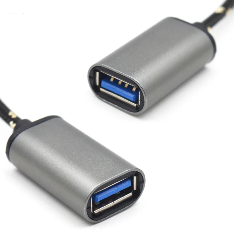 Металлический Micro USB V8 к женскому OTG плетеный кабель адаптер для Samsung HTC Huawei Redmi 4x Meizu