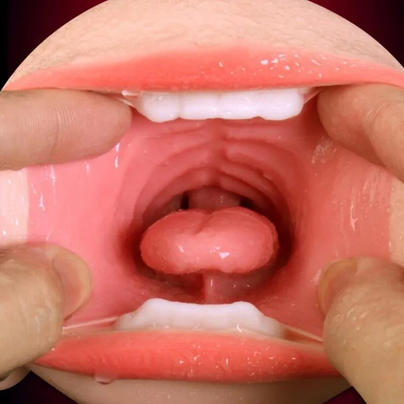 Реалистичная оральная 3D Глубокая глотка с зубами языка Девичья искусственная