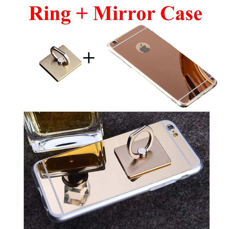 Hot Mirror Soft Clear TPU Phone Case With Metal Ring Holder For iPhone X XR XSMAX 5s Back Coque Cover 7 8 6 6s Plus |