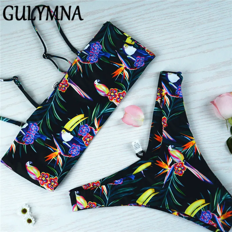 Женский бразильский купальник с принтом GULYMNA низкой талией бандо Mayo Biquini Maillot De Bain