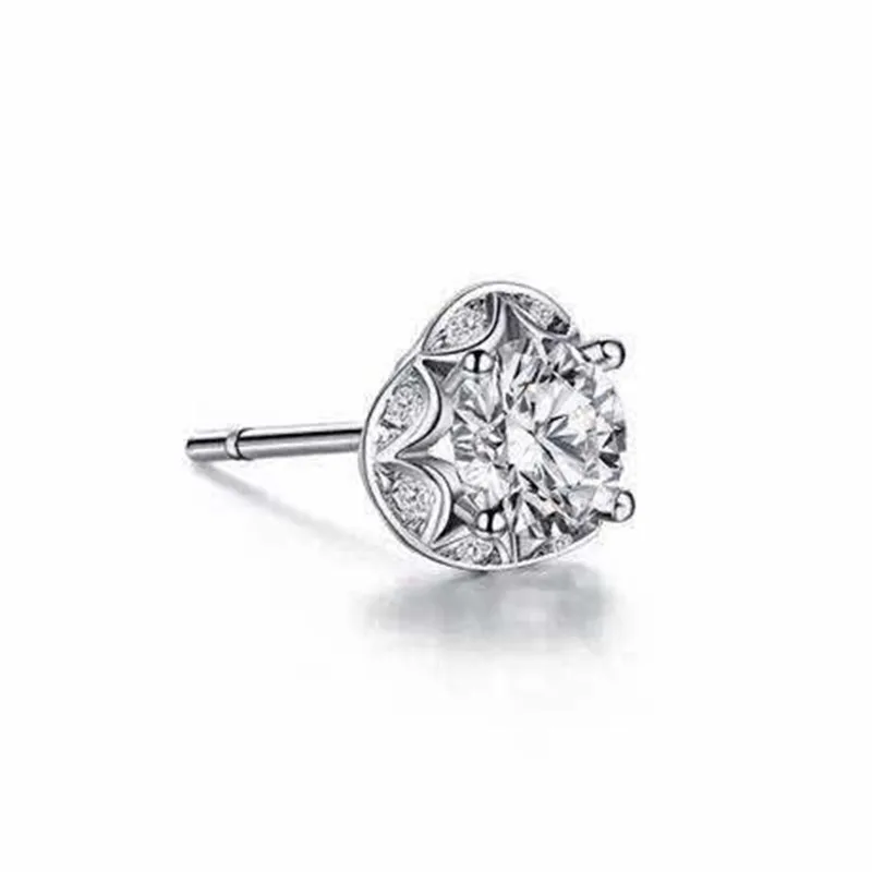Романтические круглые серьги-гвоздики 1Ct/each однотонные серьги из стерлингового