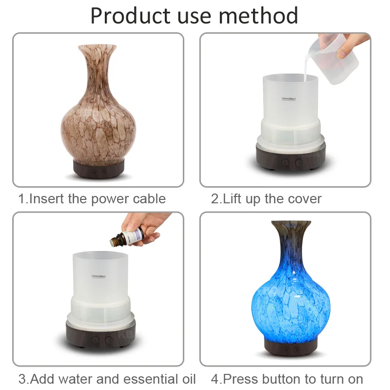 100 мл стеклянный диффузор для ароматерапии эфирное масло увлажнитель 7 цветов