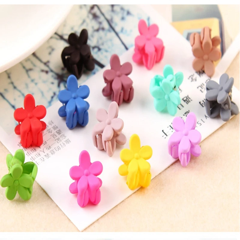10 pcs New Fashion Baby Girls Small Hair Claw Cute Candy Color flower Hair Jaw Clip Children Hairpin Hair Accessories Wholesale - Color: Mixed color random