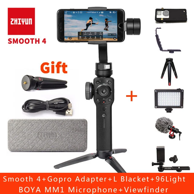 whote kit Zhiyun Smooth 4 Карманный 3-осевой бесщеточный шарнирный стабилизатор для камеры для iPhone samsung S8 gopro56 PK DJI Osmo 2 Smooth Q eyemind s5 - Цвет: whote kit