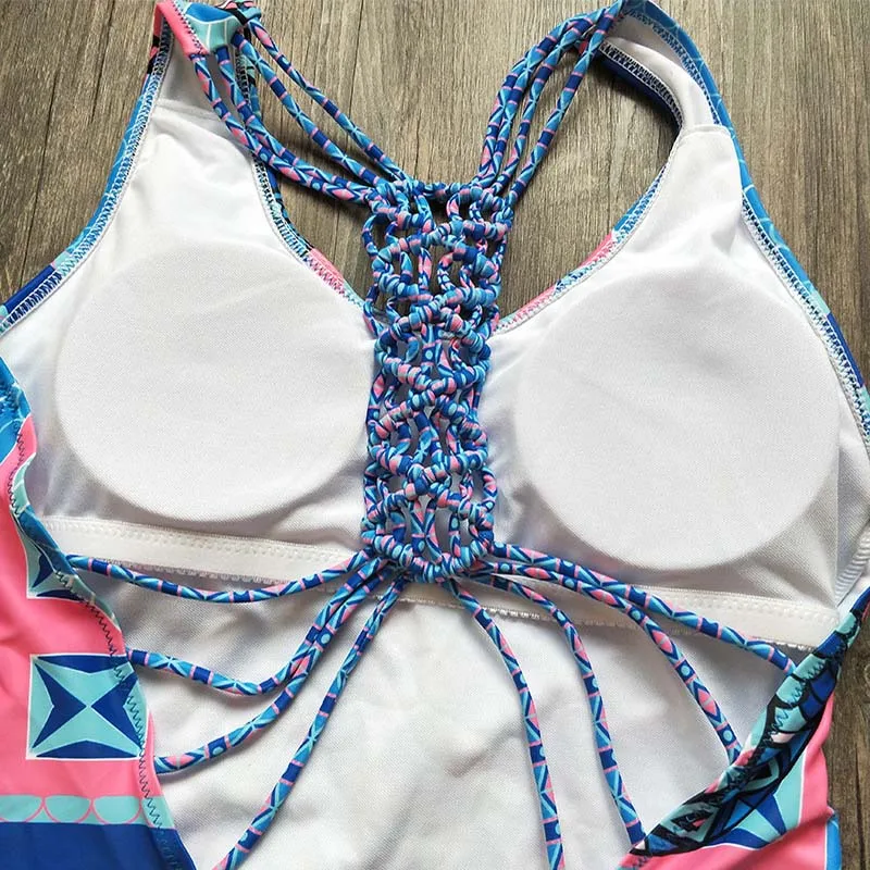 2018 new bikini set swimsuit sexy print push up ladies beach backless Monokini women |