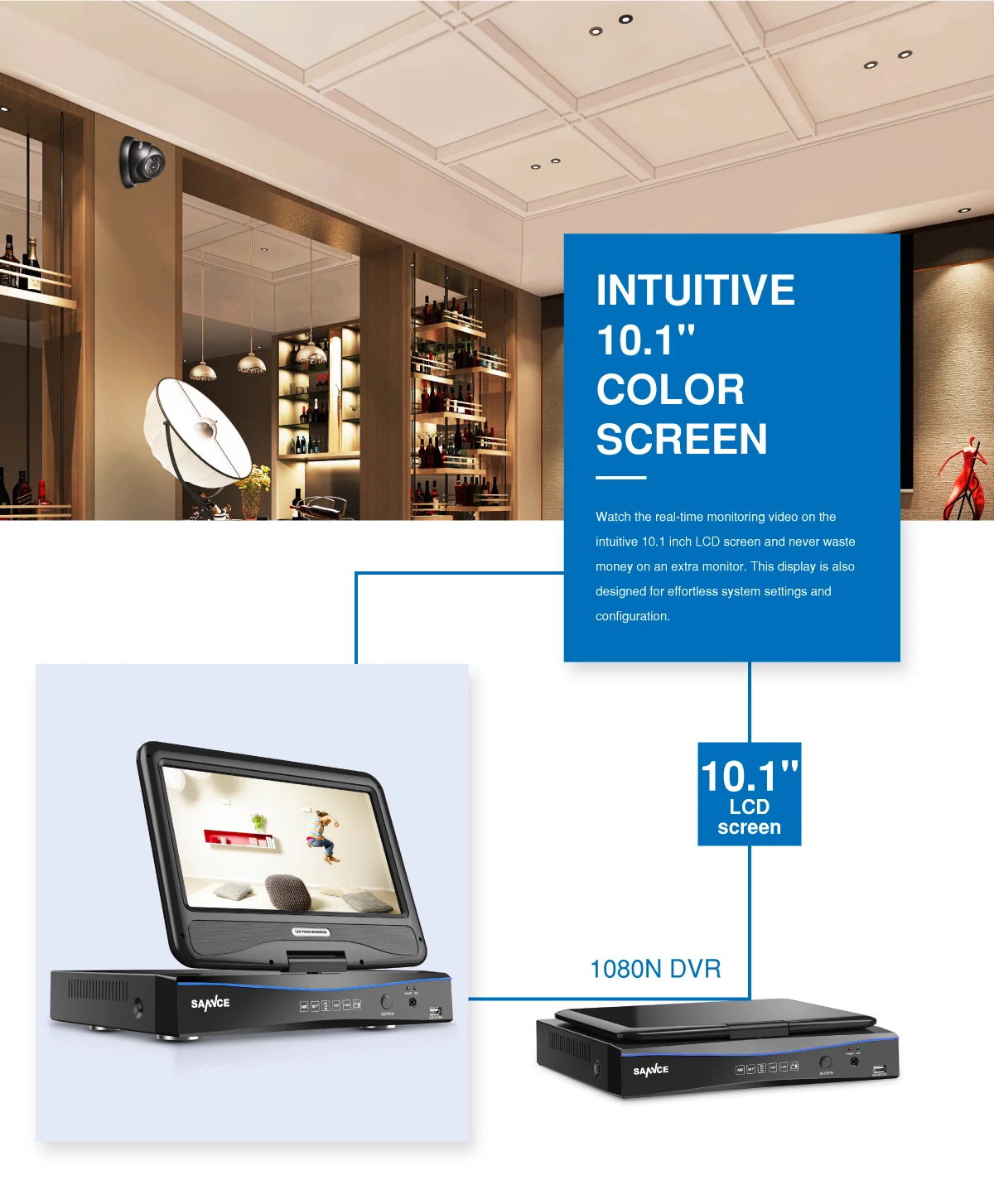 SANNCE 8CH 1080N HD 10,1 дюймов дисплей DVR 4 шт 1.0MP 720P купольные камеры для видеонаблюдения система ночного видения Система видеонаблюдения комплект