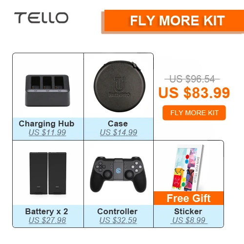 DJI Tello Drone Ryze мини игрушка Дрон камера Дрон с кодированием образование 720P HD Трансмиссия квадрокоптера FPV пульт дистанционного управления - Цвет: fly more kit
