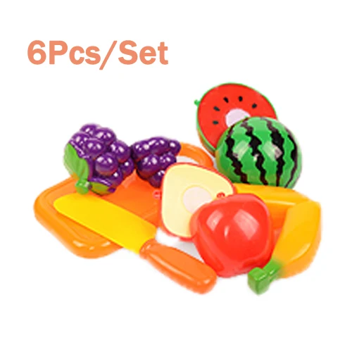 6pcs Quaslover игрушки, кухонный набор для детей, забавные кухонные игрушки с фруктами и овощами, Детские Игрушки для раннего образования - Цвет: 6pcs