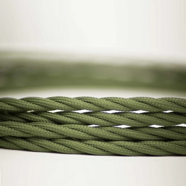 Army Green Белый хлопок ткань гибкий кабель освещения винтажные текстиль Электрический провод - Цвет: Army Green