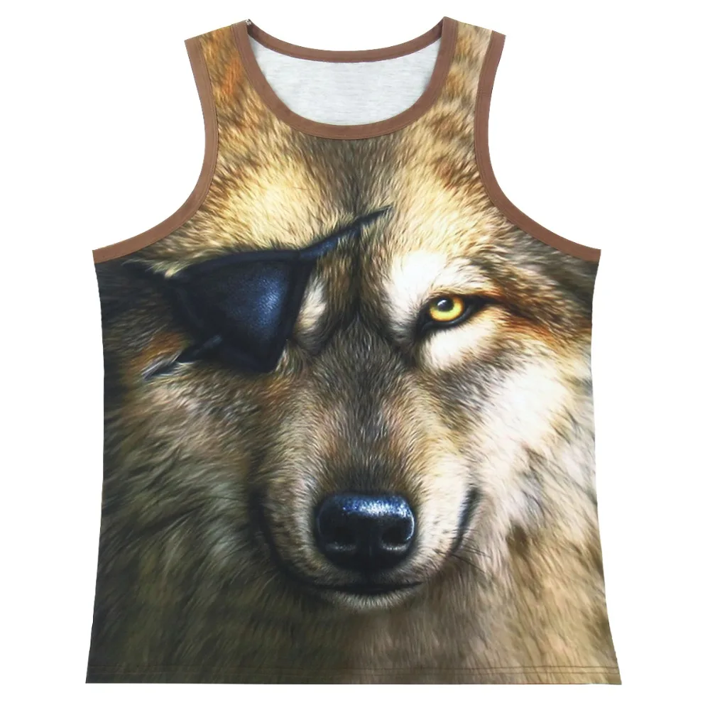 Мужчины Животных 3D Майка одноглазый Волк Тигр Лев Фитнес Бодибилдинг | Мужская