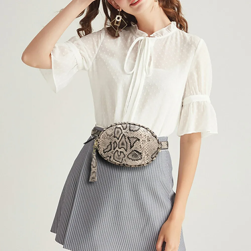 Поясная Сумка змеиная женская модная круглая забавная сумочка из искусственной