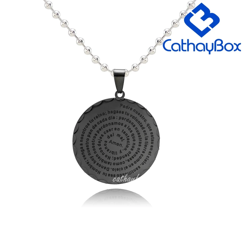 CB31A007B Мужская испанская молитвенный кулон, ожерелье, золотое покрытие под затемненное серебро, круглая цепочка 60 см - Окраска металла: CB31A007B