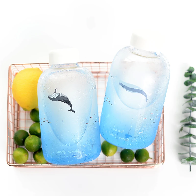 Большой Ocean Blue Gradient жаропрочных Стекло Кубок КИТ любителей чашка воды больше емкости простота прозрачный стеклянный чашки