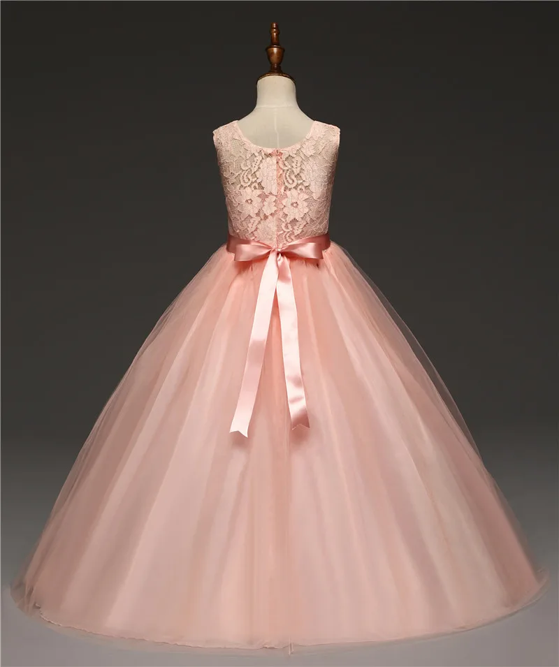 Платье принцессы с цветами для девочек детские длинные кружевные платья из тюля