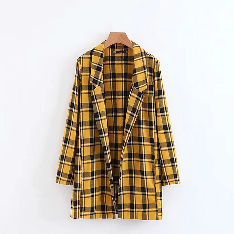 Женский блейзер с длинным рукавом Wonder Осенний клетчатый рукавом|Женские пиджаки|