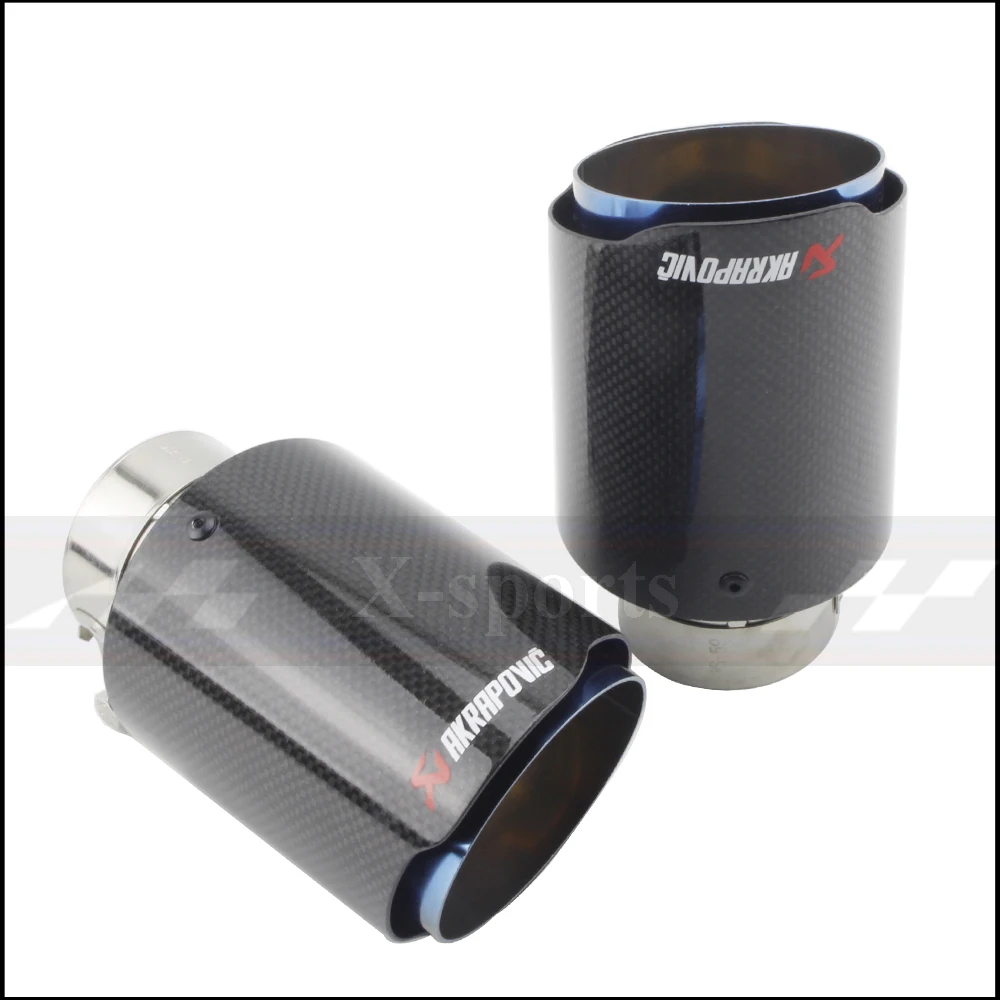 Универсальный автомобильный Akrapovic глянцевый Гладкий переплетенный Углеродный волокно глушитель наконечник выхлопные трубы из нержавеющей стали отделка прямой синий
