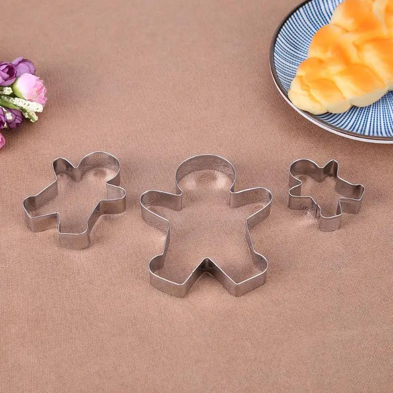 3 шт./компл. DIY пряник человек форма для печенья маленький мальчик девочка форма печенья резак Металл фрукты резак кухонные принадлежности для выпечки