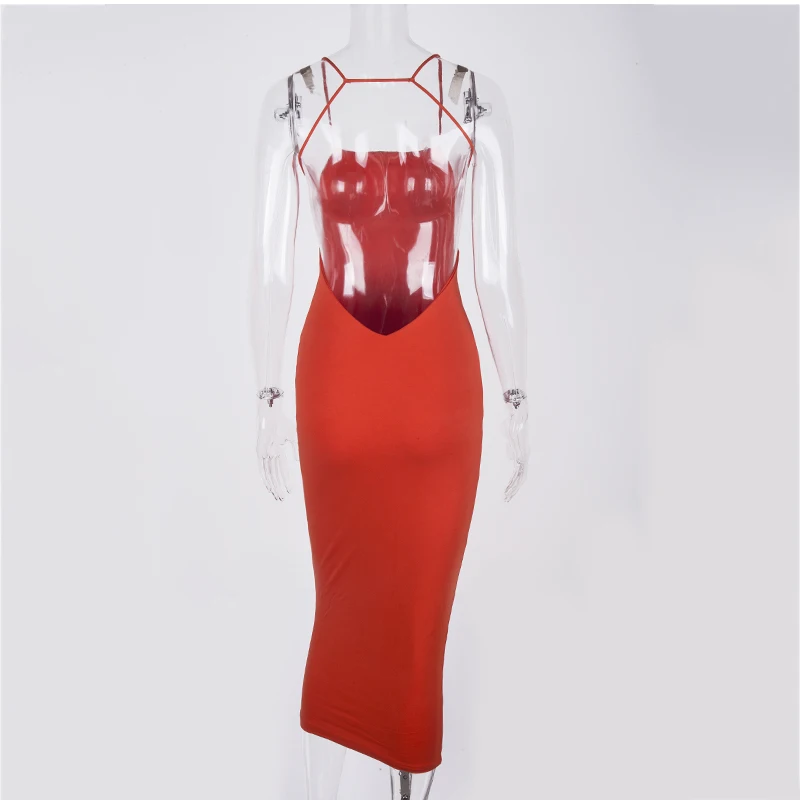 

NewAsia 2 Layers Summer Dress Women Spaghetti Straps Backless Long Dress Elegant Party Club Wear Bodycon Dress Sexy Robe