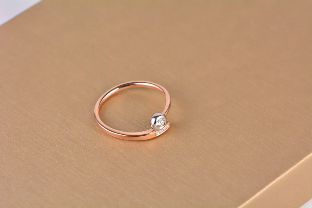 ANI 18K White Gold (AU750) Women Wedding Ring Natural Certified I-J/SI 0.081 CT Round Cut Diamond 18k Rose Valentines | Украшения и