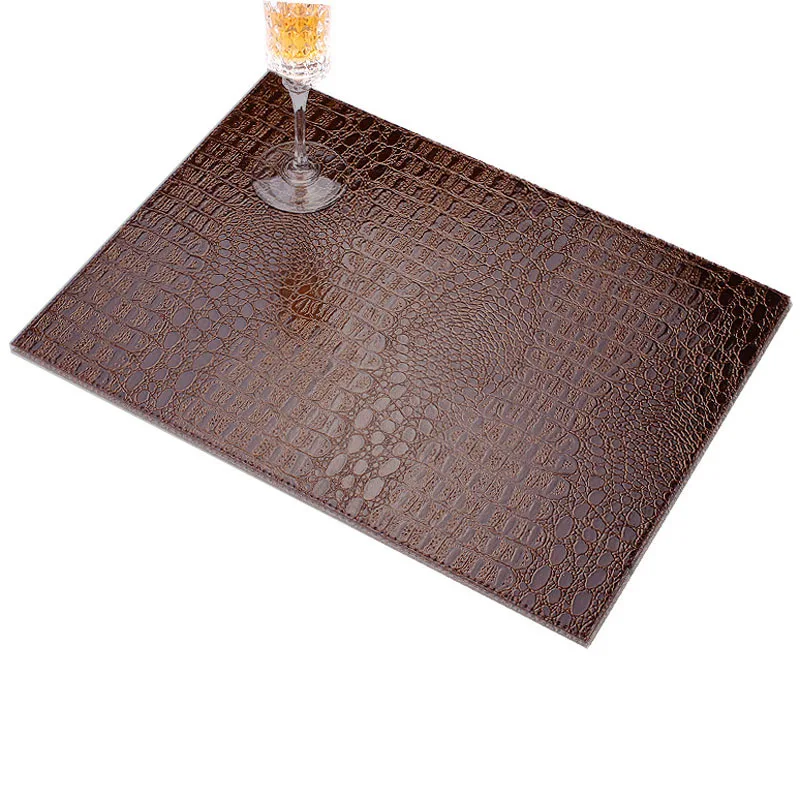 Coffee WHISM 45x30 см крокодиловый коврик для кухонного стола из искусственной кожи Коврик для пикника изоляционный коврик настольные коврики для обеденного стола - Цвет: Coffee