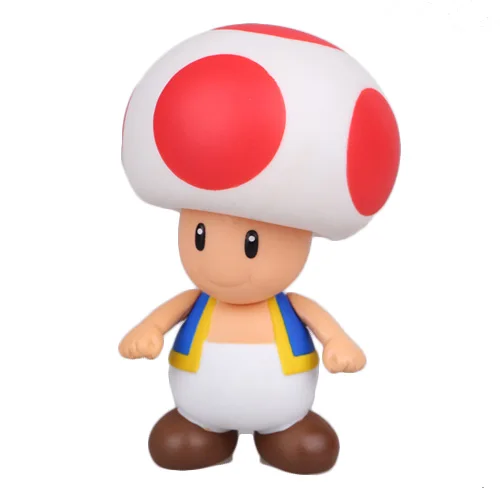 Toad Super Mario Bros Luigi Mario Green Yoshis Модель ПВХ Фигурки Персик Принцесса Жаба гриб миниатюрные фигурки аниме куклы - Цвет: Toad