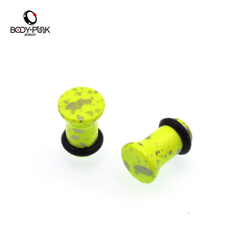 1 пара желтые ушные пробки и туннели для плоти растягивающие манометры