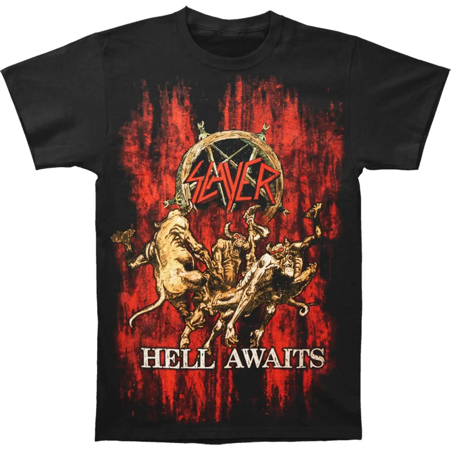 Slayer Мужская футболка с надписью Hell aways Blood черная для мужчин топы круглым вырезом