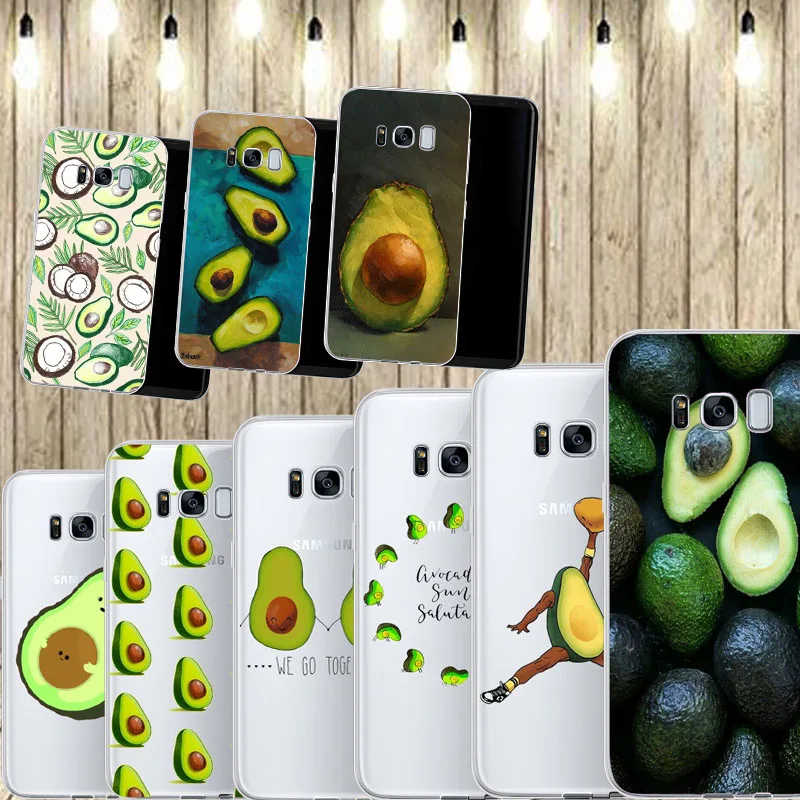 Авокадо чехол для телефона Samsung Galaxy 2017 2016 A7 A3 A5 J7 J5 J3 прозрачный ТПУ мягкий