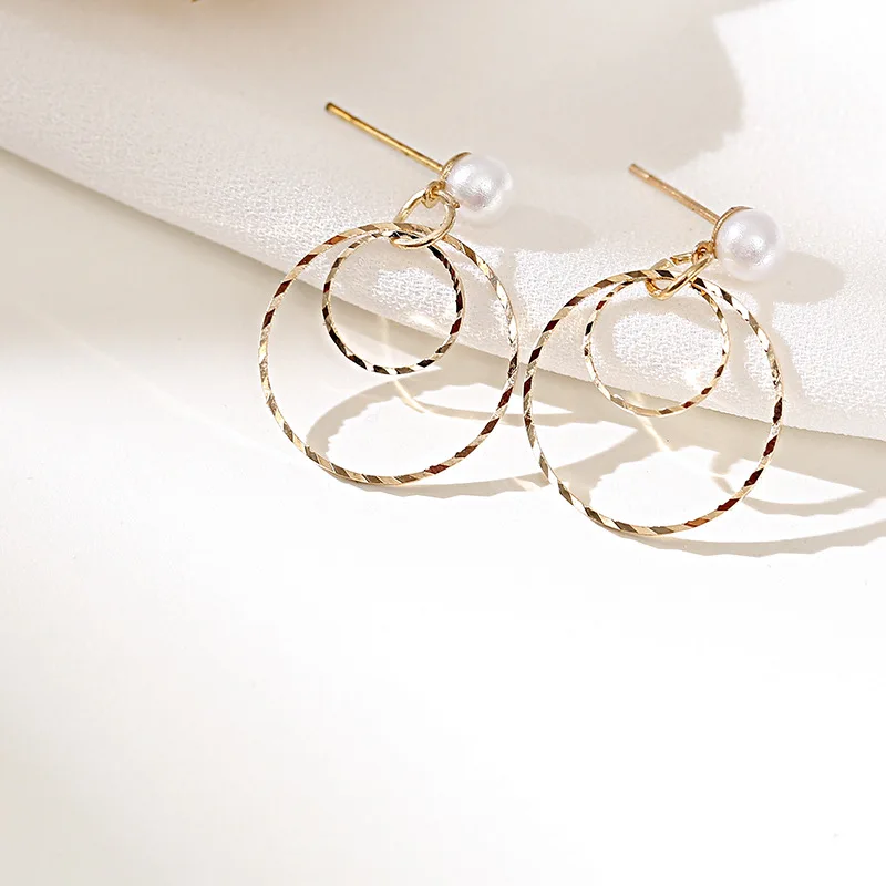 Женские Висячие серьги с жемчугом длинные в Корейском стиле Ювелирное Украшение