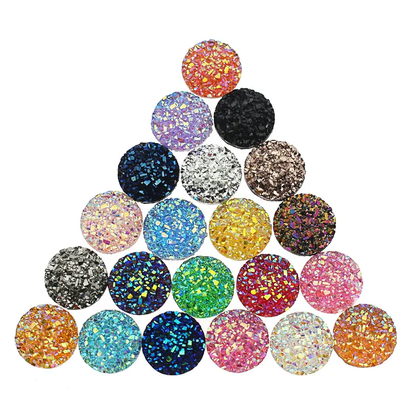 random color 50 шт., 8-12 мм, круглые кабошоны из смолы, друзы, камея для шармов, ювелирные браслеты и кулоны, сделай сам, изготовление аксессуаров, фурнитура - Цвет: random color