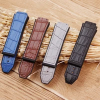 watch accessories high quality leather 25 mm 19mm rubber strap butterfly buckle for hublot strap mens womens watch strap