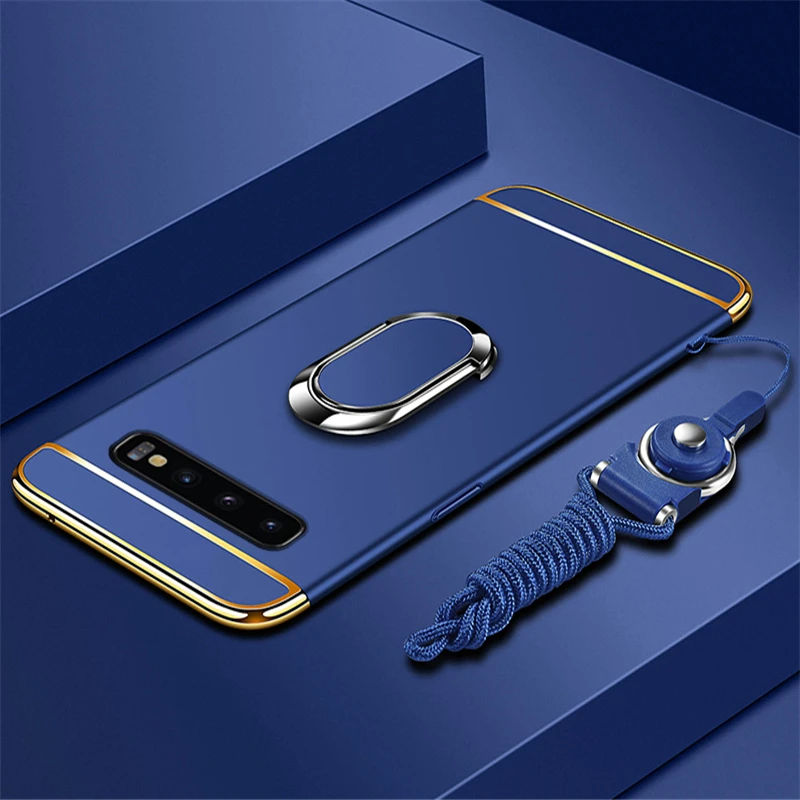 Для samsung Galaxy S10 Plus, роскошное магнитное кольцо, ультра тонкий матовый Жесткий ПК держатель, чехол для телефона для samsung S10e S10 Lite, чехол Coqa - Цвет: Blue