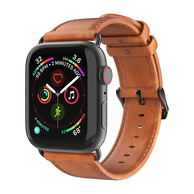 DUX DUCIS ремешок из натуральной кожи для Apple Watch Series 4 3 2 1 настоящий кожаный ремень пряжка для Apple Watch 4 44 40 42 38 мм - Цвет: Brown