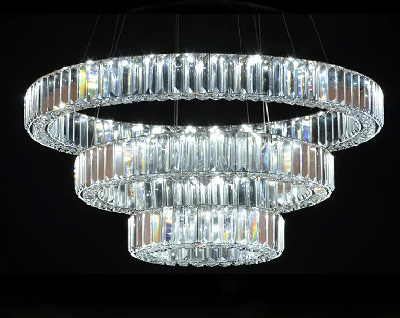 

AC100-240V D20cm to D80cm three sides LED crystal pendant lights 2017 New Arrival Modern Long crystal diamond lamp Free Shipping