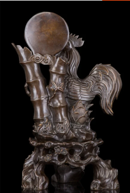 Бронзовая фигурка знака зодиака ремесла украшения счастливые бамбуковые цветы