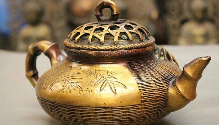 10 "маркированный китайский Краб бамбуковая форма статуя горшок для вина кувшин