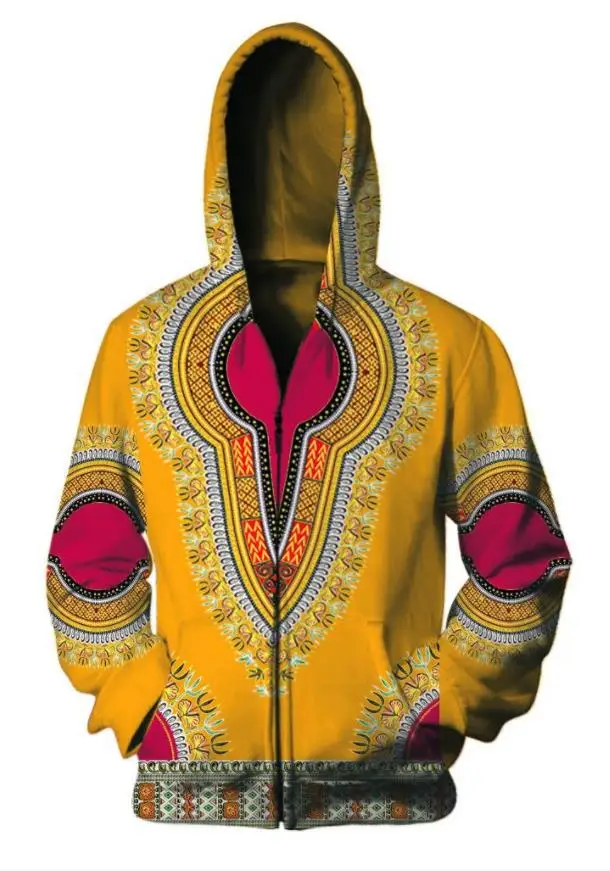 Spandex Bazin Riche Traditional Print Pullover African Dashiki Hoodie 3D Africa Clothe Red Yellow Purple Black Orange Blue Green |