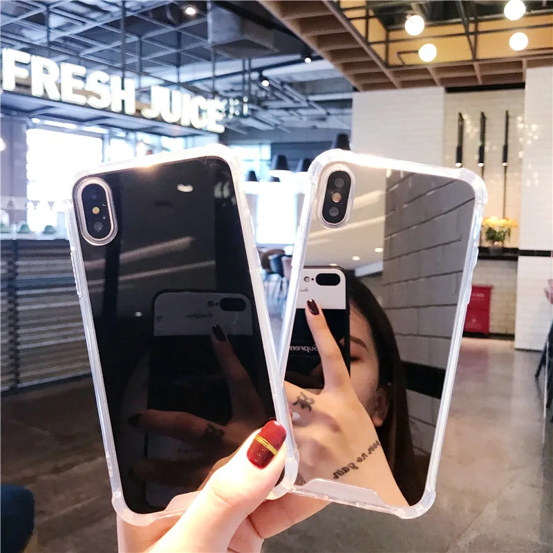 Luxury Clear Mirror Shockproof Phone Case for iPhone 7 8 6 S 6S Plus Hybrid Soft Silicone Plating Cover iphone X 7Plus |