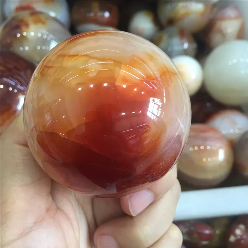 

1pcs natural stones and minerals red agate ball reiki healing crystals sphere as gifts for home decoration